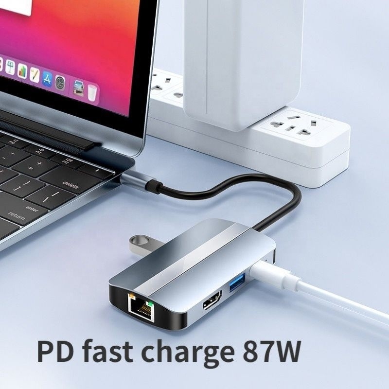 USB C型Cハブ多ポートドックステーション,ビデオ転送充電ネットワーク機能