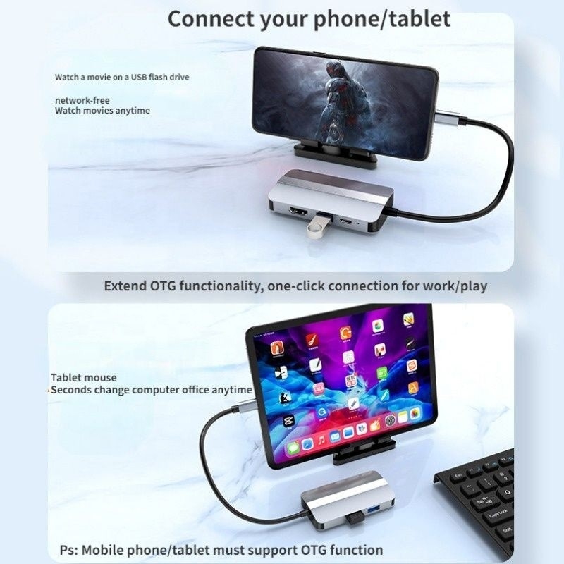 USB C型Cハブ多ポートドックステーション,ビデオ転送充電ネットワーク機能