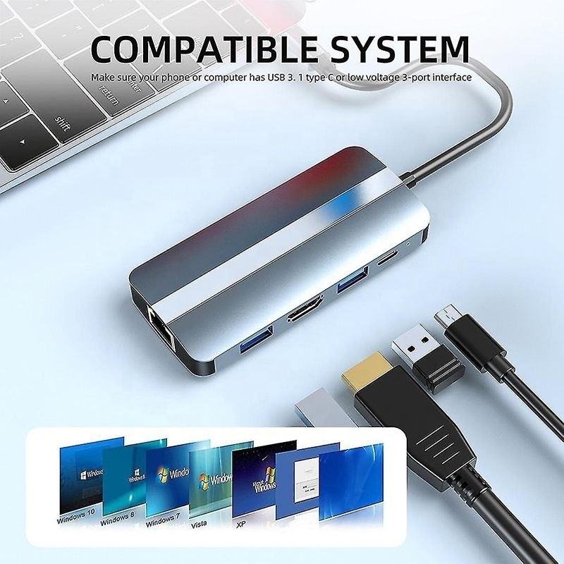 USB C型Cハブ多ポートドックステーション,ビデオ転送充電ネットワーク機能