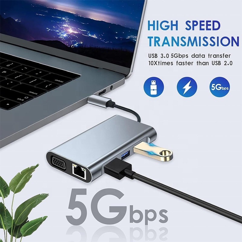多機能8イン1USB-CUSB Cドッキングステーション 双 4K HDMIと2 HDMIポート グレー