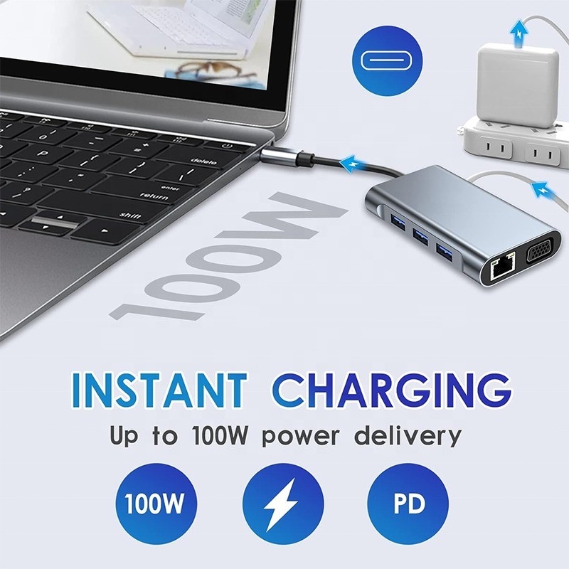 多機能8イン1USB-CUSB Cドッキングステーション 双 4K HDMIと2 HDMIポート グレー