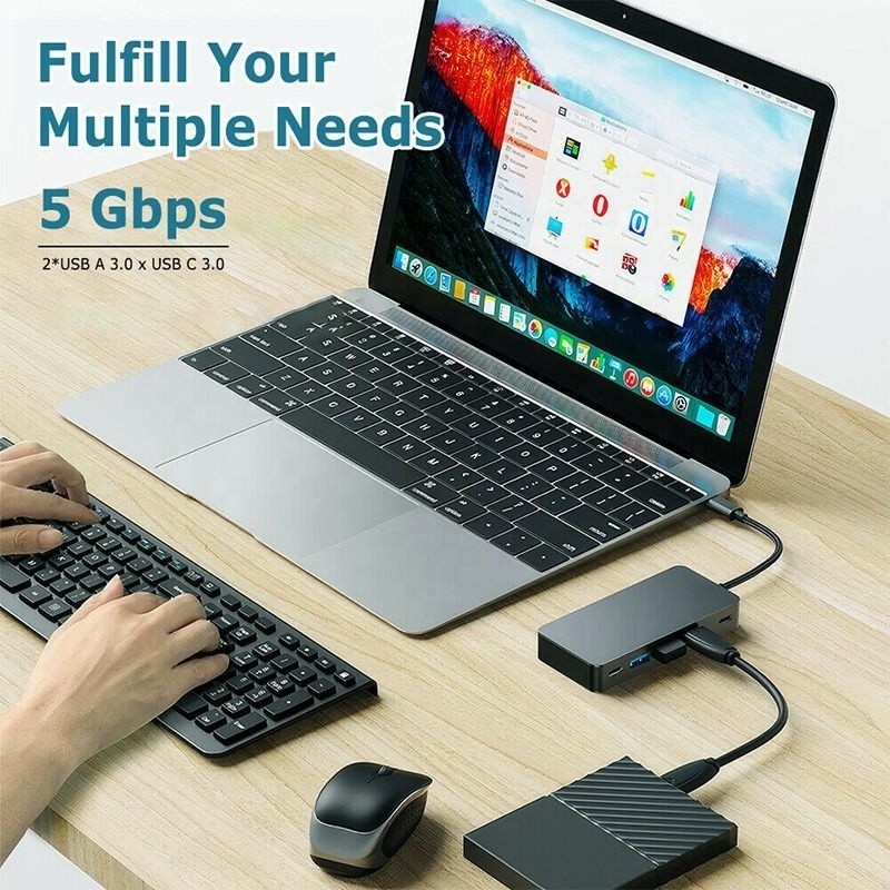 4K 30Hz デュアルHDMI USB 3.0 アダプター ドッキングステーション 7 イン 1 マルチポート USB Cタイプ C ハブ