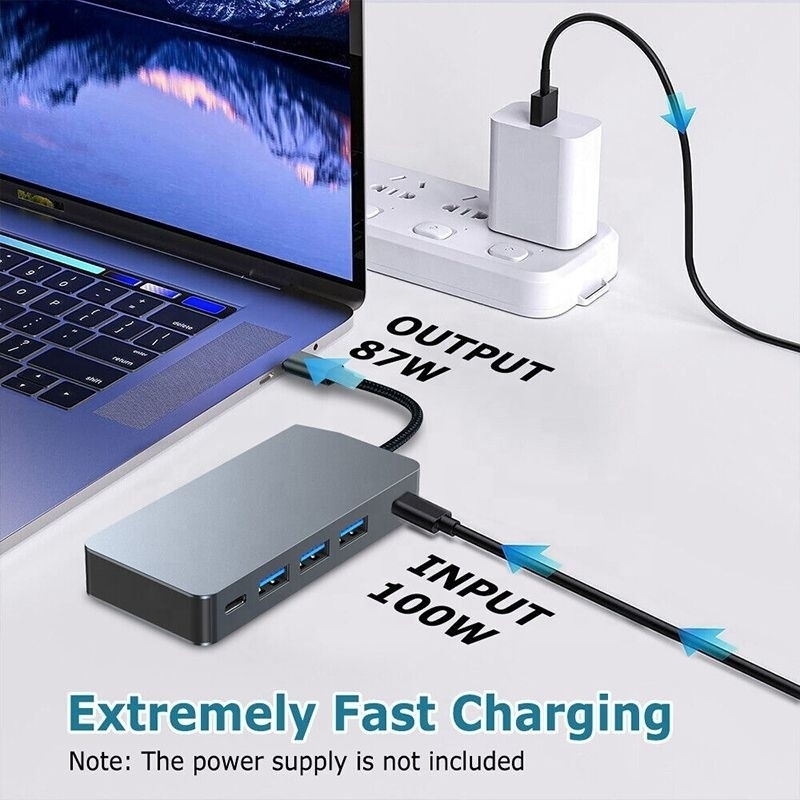 4K 30Hz デュアルHDMI USB 3.0 アダプター ドッキングステーション 7 イン 1 マルチポート USB Cタイプ C ハブ