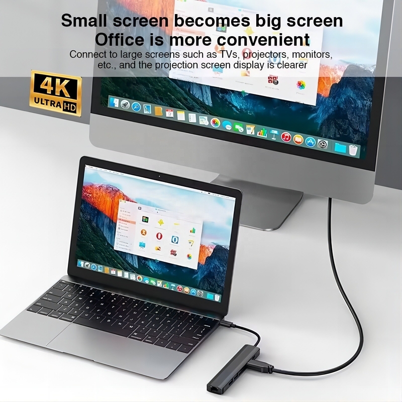 グレー 7 イン 1 USB C タイプ C ハブ 1000M RJ45 ギガビット イーサネット 4K HDMI PD 100W アダプター