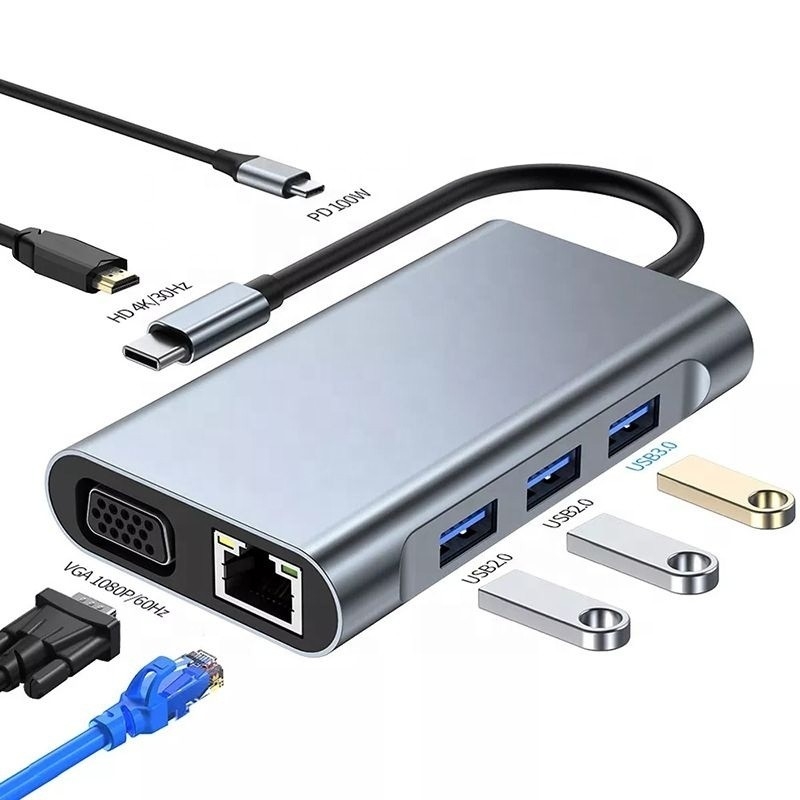 11 イン 1 USB-C ハブ Type-C To HDMI USB3.0 USB2.0 SD TF アダプター ハブ カードリーダー