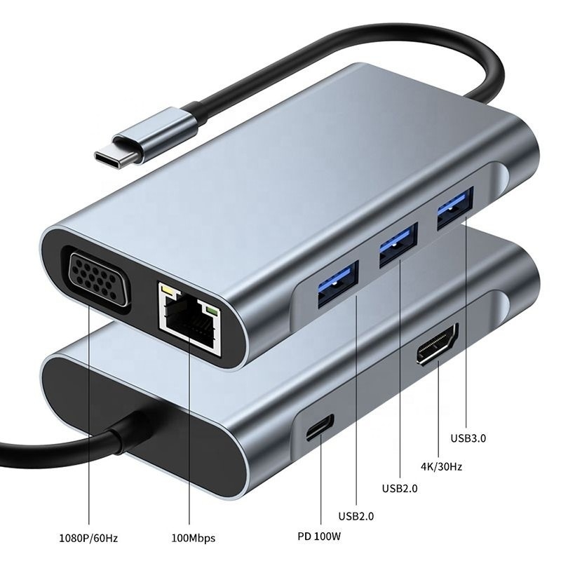 11 イン 1 USB-C ハブ Type-C To HDMI USB3.0 USB2.0 SD TF アダプター ハブ カードリーダー