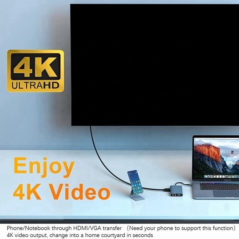 7イン1 USB CタイプCドッキングステーション,HDTVHDMI VGA USB RJ45と高速データ転送