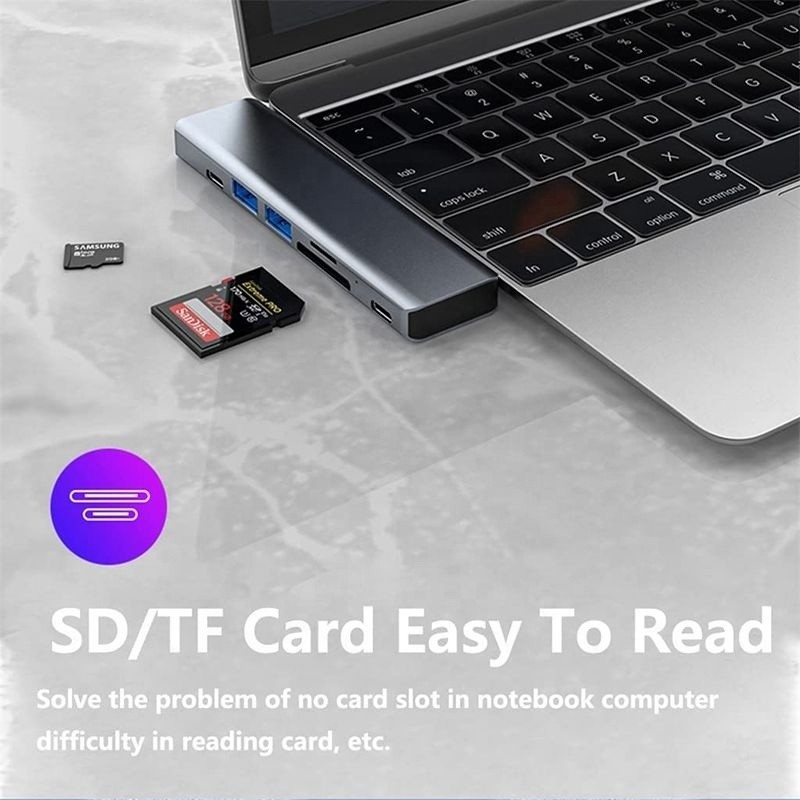 USB CタイプC 7イン1 多ポートドックハブアダプタ HDMI USB 3.0 USB 2.0 SD/TF PD出力