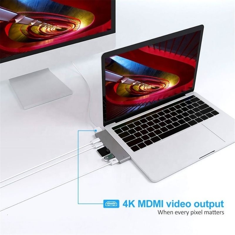 7イン2ハブドッキングステーション 双重タイプCメス入力とUSB 3.1インターフェースタイプ