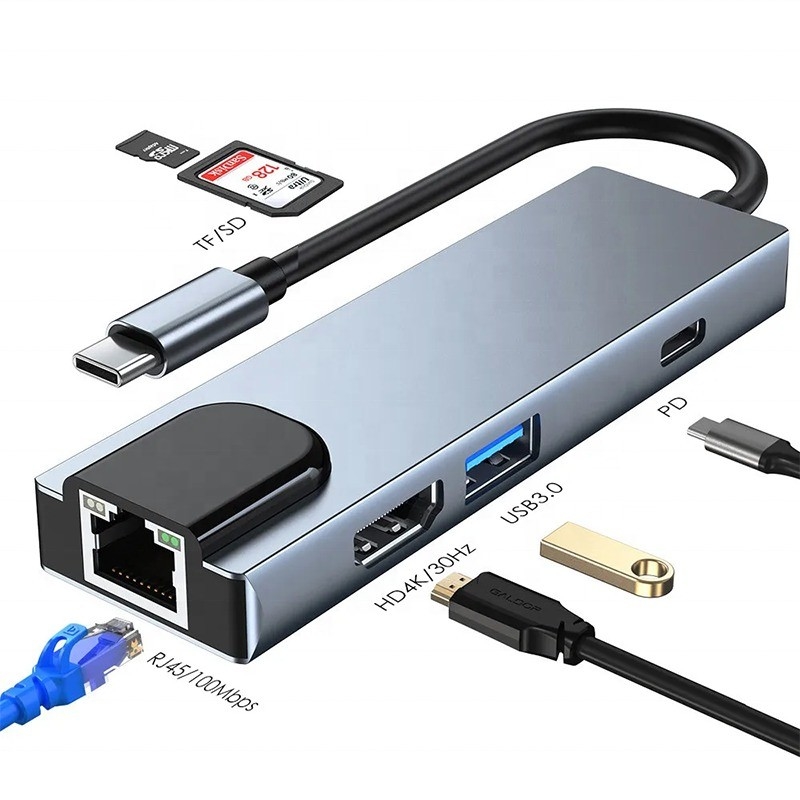 グレーUSB C PDドッキングステーション ラップトップの充電機能 データ転送 ビデオ出力