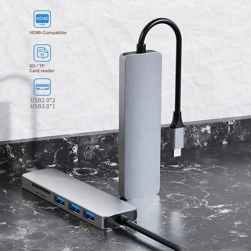 6イン1 マルチポートラップトップドッキングステーション 4K HDHDMI HDTV USB 3.0 SD TFカードリーダー
