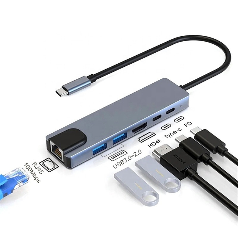 携帯用USB Cアダプター ラップトップ ノートパソコン 4K HDMI RJ45 PD
