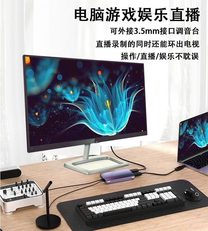 高画質 4K 60Hz HDMI ビデオキャプチャカード付きの USB C型 C ハブをループアウトする