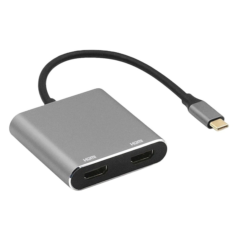 2つのダブル4KHDMIポートとUSB-Cタイプ-CからダブルHDMIアダプタを持つ4イン1ドッキングステーション