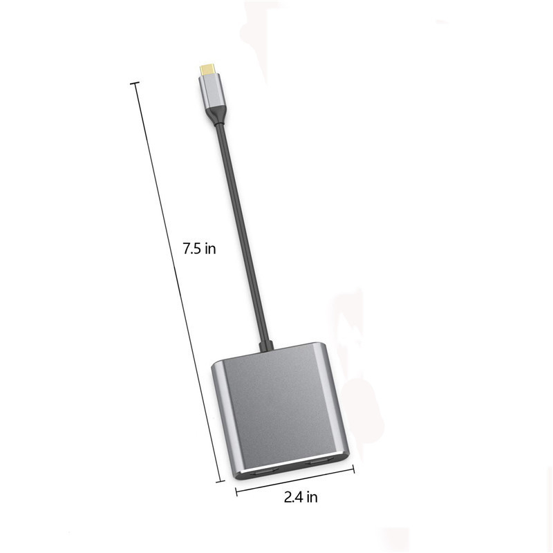 2つのダブル4KHDMIポートとUSB-Cタイプ-CからダブルHDMIアダプタを持つ4イン1ドッキングステーション