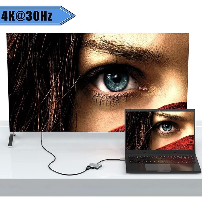 USB CタイプCインターフェイスコネクタ デュアルHDMIアダプター 4K 4イン1 USB 3.0 ハブ ラップトップ用