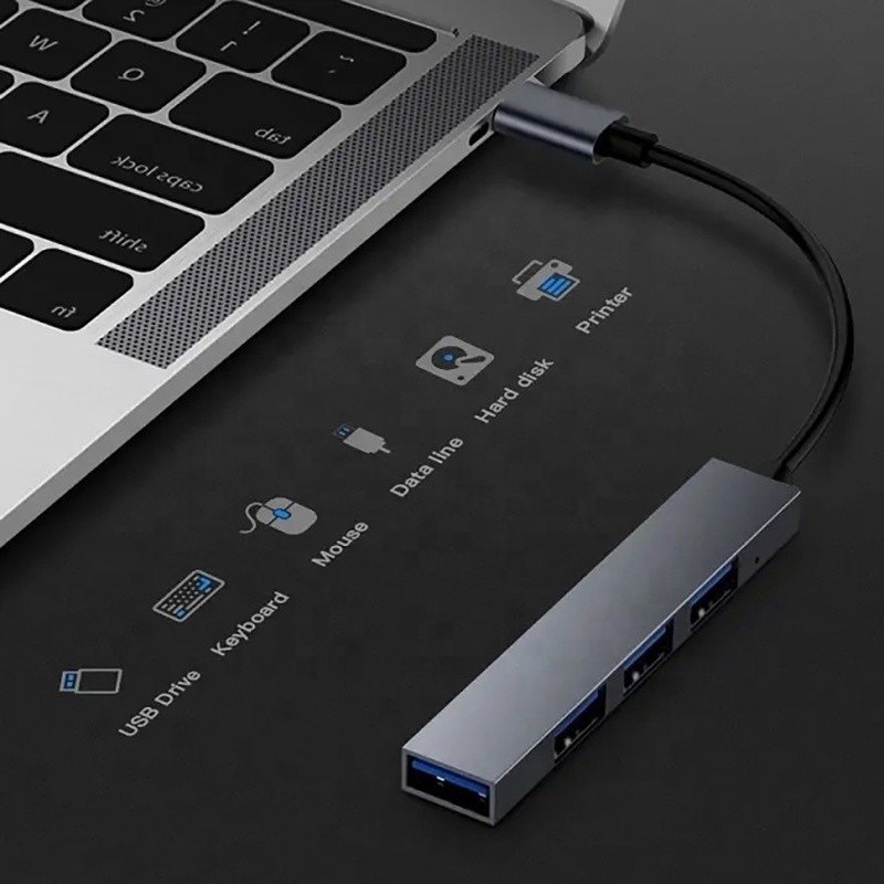 C型インターフェイス 4 イン 1 4 ポート ハブ Type-C OTG to USB 3.0 2.0 アダプター アルミ合金
