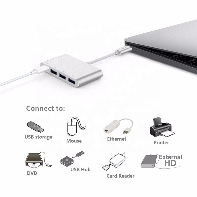 USB 3.1 インターフェイス 4 イン 1 C型ハブ 複数のアダプタ 速度データ転送