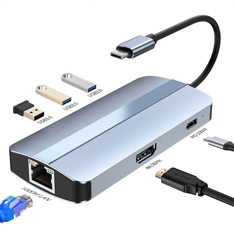 12 イン 1 USB C アダプター OEM マルチポート ハブ 4K HDMI USB 3.0 RJ45 Lan Ethernet