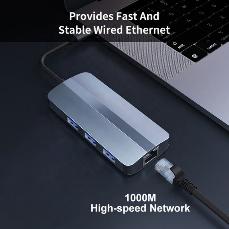 6 イン 1 USB A ハブ 4K HDMI USB3.0 RJ45 1000Mbps PD充電アダプタ