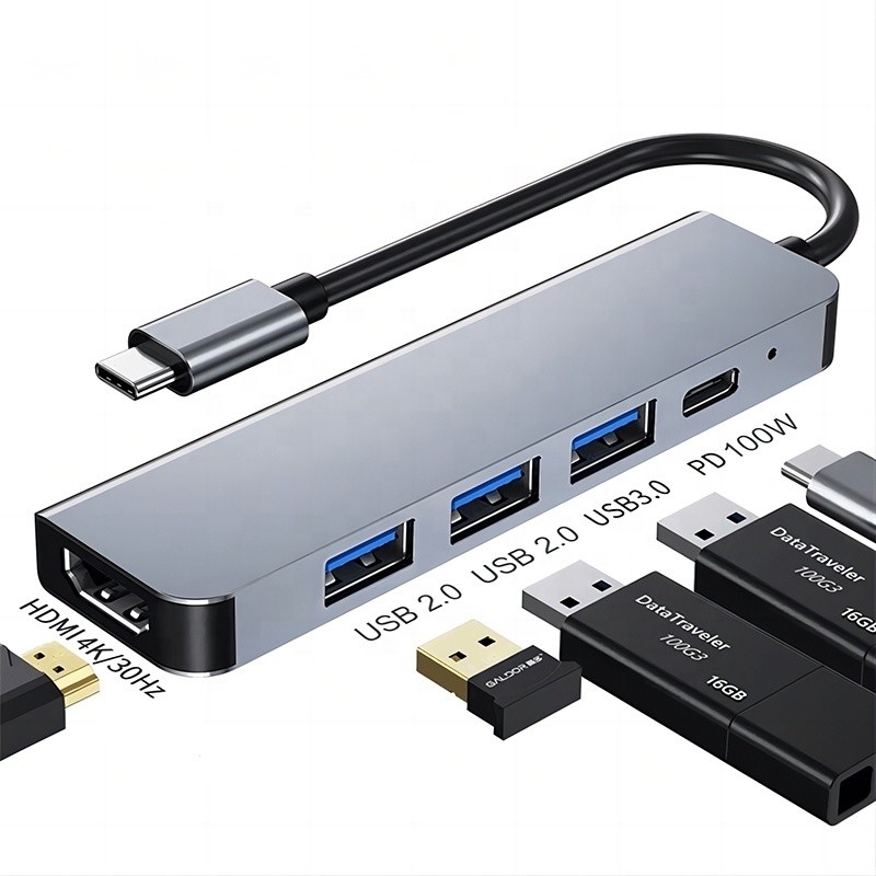Macbook OEM/ODM用のカスタマイズされた6イン1 USB C型C ハブから4K HDMIおよびUSB 3.0
