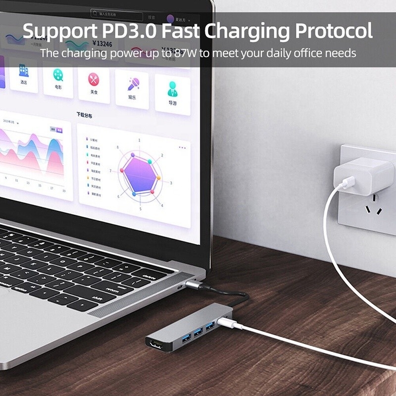 Macbook OEM/ODM用のカスタマイズされた6イン1 USB C型C ハブから4K HDMIおよびUSB 3.0