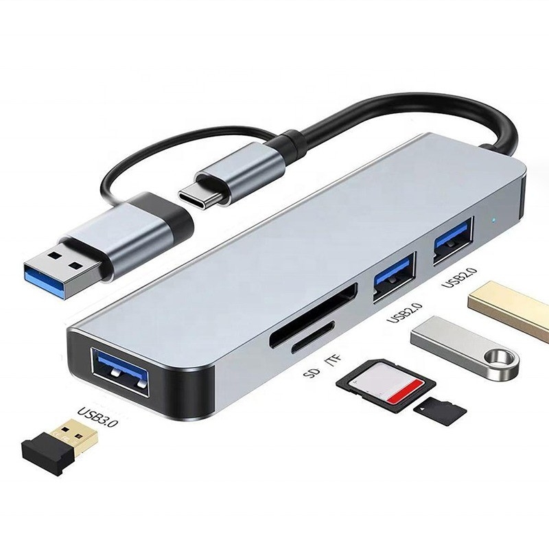 USB A/C 入力 USB 3.0 型 C マルチポート アダプター SD/TF カードリーダー付き ドッキング ステーション