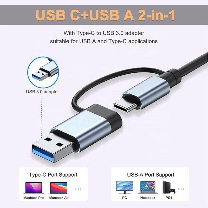 USB A/C 入力 USB 3.0 型 C マルチポート アダプター SD/TF カードリーダー付き ドッキング ステーション