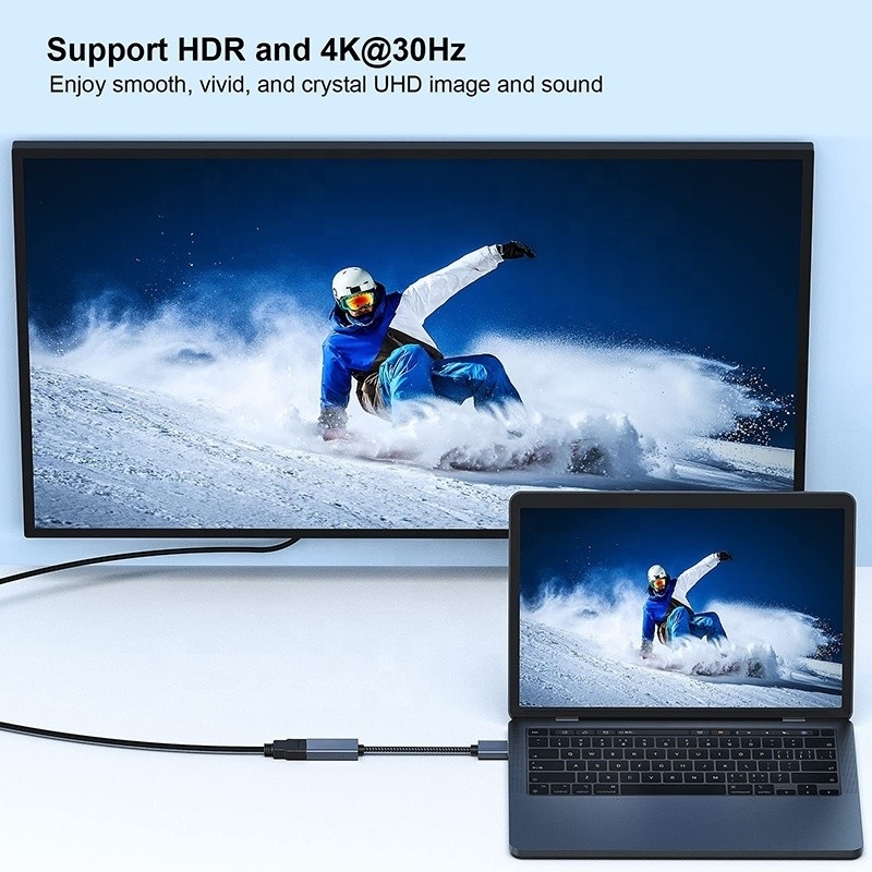 4K解像度 USB CハブディスプレイポートからHDMIアダプターケーブル 男性から女性 1080P 4K30Hz 4K60Hz