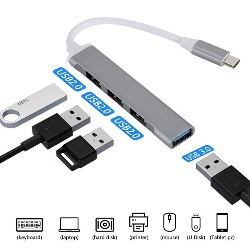 アルミ4ポートUSBCタイプCからUSB3.02.0データハブ