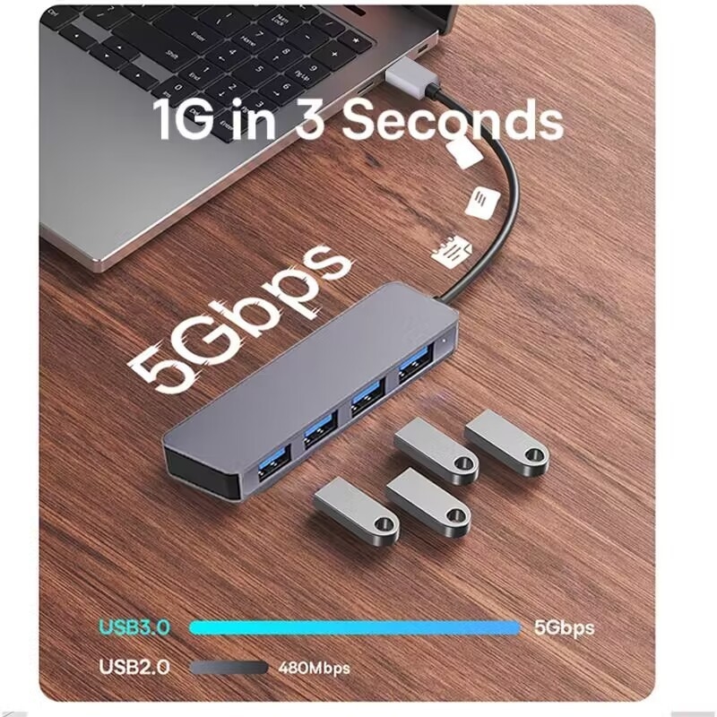 高速4ポート USB 3.0 HUB 5Gbps パワーアダプタ付きUSB C ポータブル