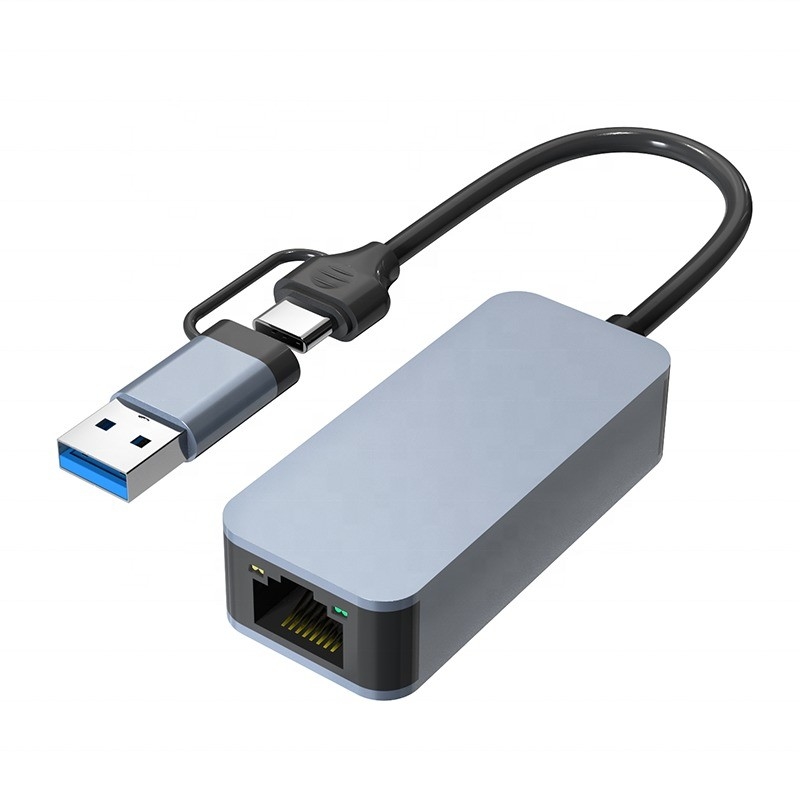 2 イン 1 アルミUSB 3.0タイプCイーサネットアダプター