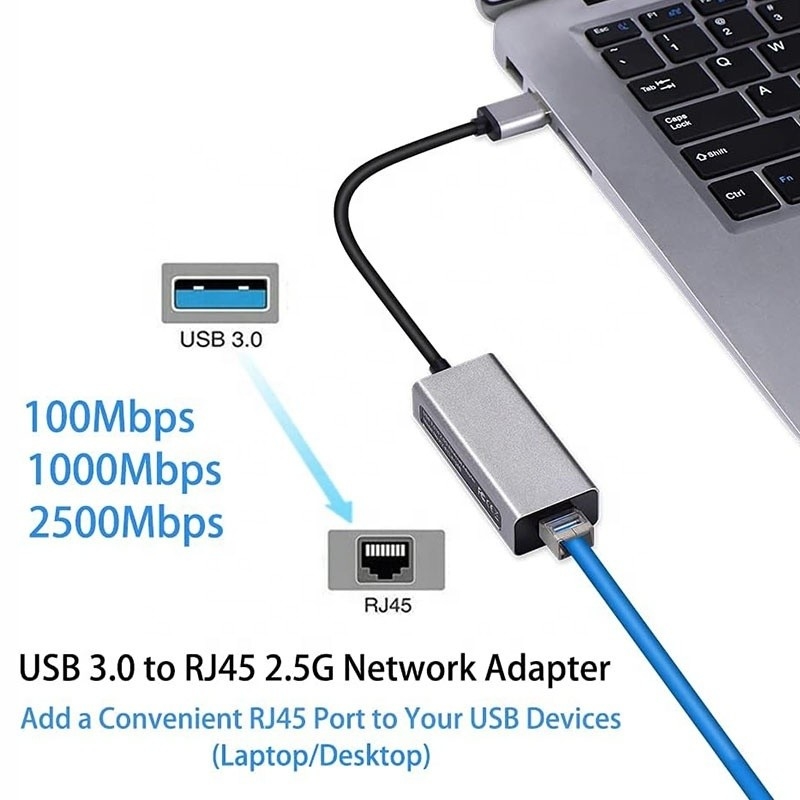 2500Mbps スーパースピード 2.5G USB 3.0 ネットワークカード アダプタ 2.5G ギガビット イーサネット