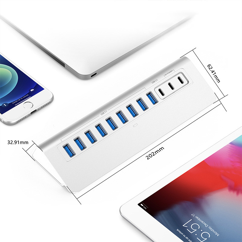 USB Type-C ハブ,C型ポートとアルミニウム合金材料