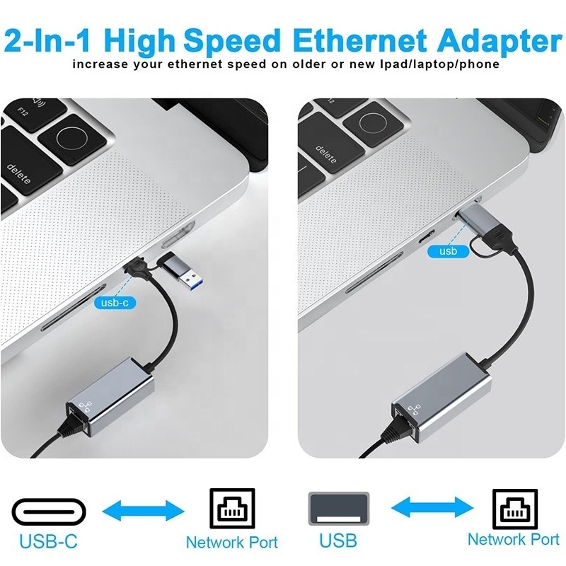 USB Cタイプ-C から RJ45 イーサネット ギガビット LAN アダプタ