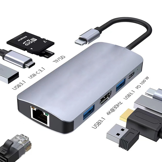 4K HDMI 9 In 1 USB-C ハブ USB 3.1 マルチポートドッキングステーションアダプター Mac ノートブック