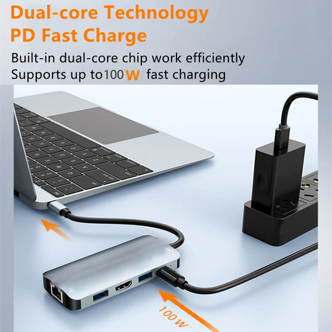 4K HDMI 9 In 1 USB-C ハブ USB 3.1 マルチポートドッキングステーションアダプター Mac ノートブック