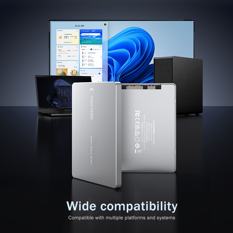 4TBまでのSSD 衝撃耐性 350G 0.5ms 0°C から 55°C 衝撃耐性