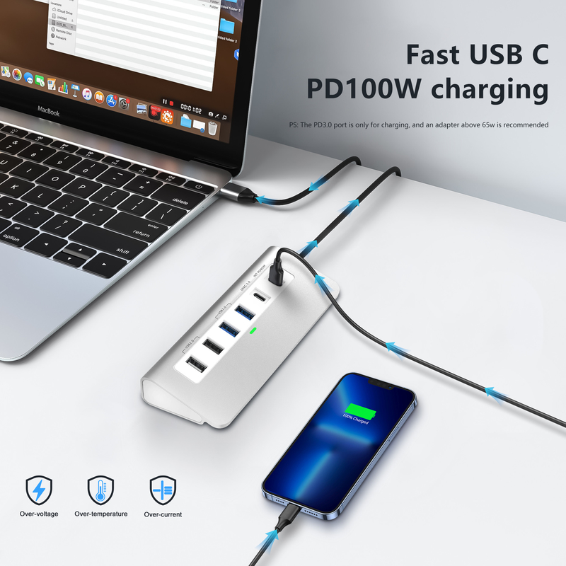 追加機能 9 in 1 USB-C ドッキングステーション,ユーザーマニュアルとコンパクトなデザインが含まれています