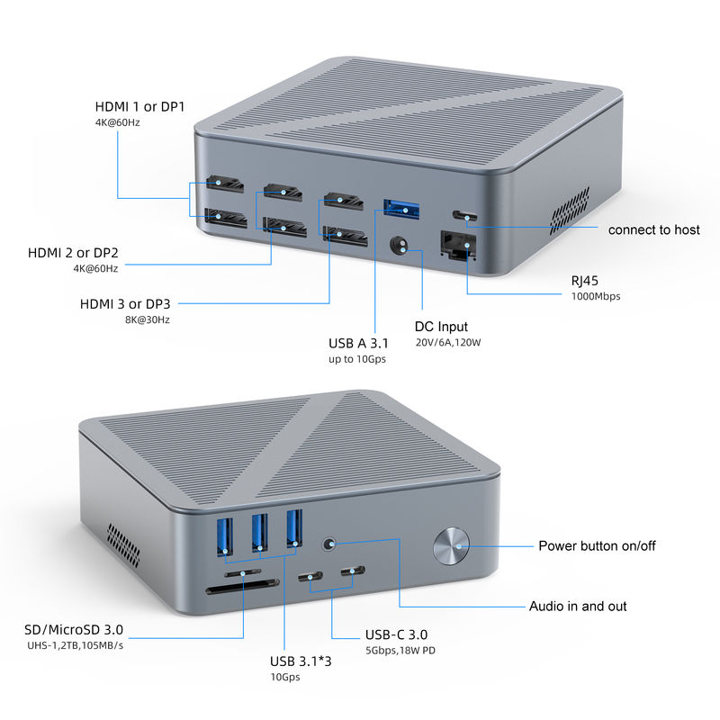 デスクトップUSB-Cドッキングステーション HDMI 4K解像度 Display Port USB C 3.1 ラップトップPC用