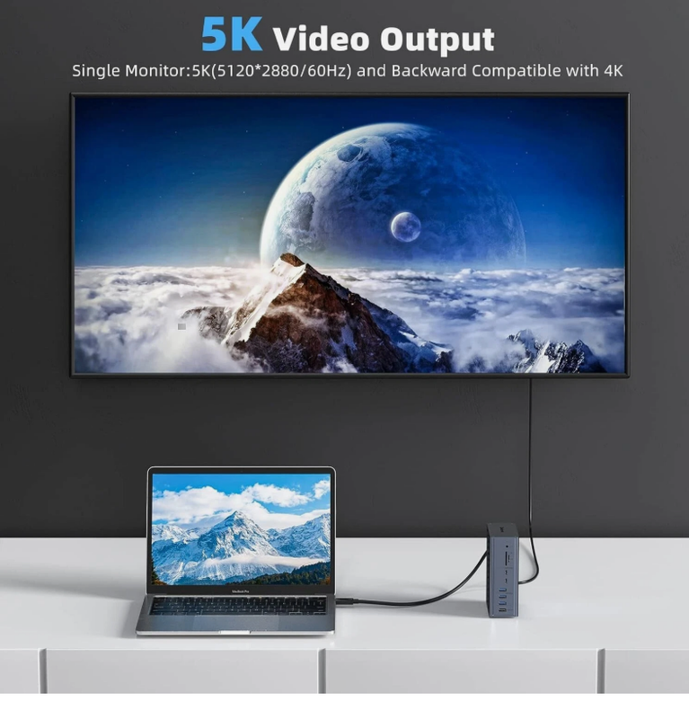 16-in-1 Thunderbolt 3 ドッキングステーション 40Gbps スピード DP1.4 出力 65W PD 充電