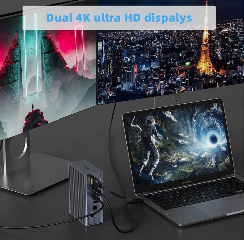 16-in-1 Thunderbolt 3 ドッキングステーション 40Gbps スピード DP1.4 出力 65W PD 充電