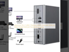 アルミ 16 in 1 USB-C ドッキングステーションハブ,HDMI 4Kビデオ出力 VGAポート